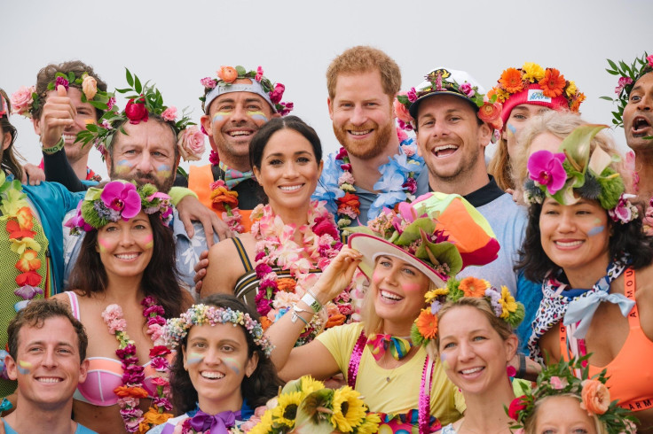 Prince Harry and Meghan Markle with OneWave community at Bondi Beach on Oct. 19, 2018.