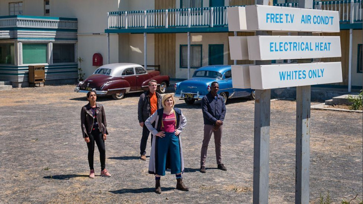 Thirteenth Doctor (Jodie Whittaker), Yaz (Mandip Gill), Graham (Bradley Walsh) and Ryan (Tosin Cole) in "Doctor Who" episode 11 episode 3, "Rosa"