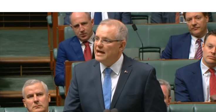 Australian Prime Minister Scott Morrison delivers the national apology to sexual abuse survivors at the Parliament on Oct. 22, 2018.