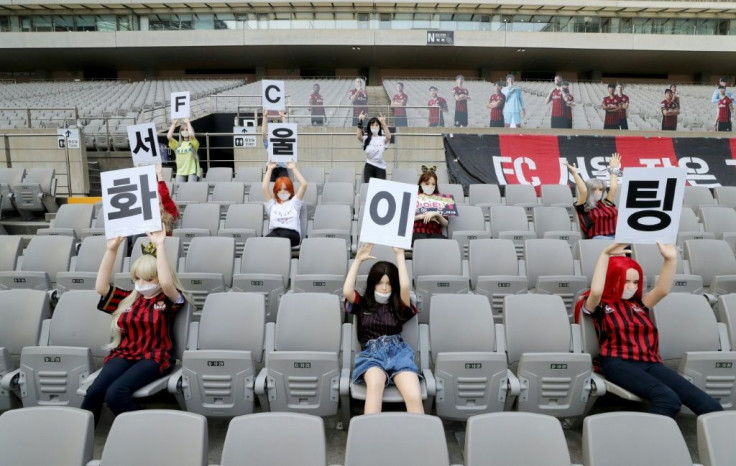 Spectators are barred from K-League games because of the coronavirus pandemic