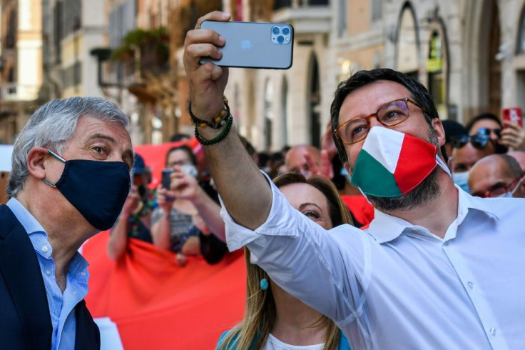The event was Matteo Salvini's first  appearance at a rally since the coronavirus outbreak hit the peninsula in mid-February