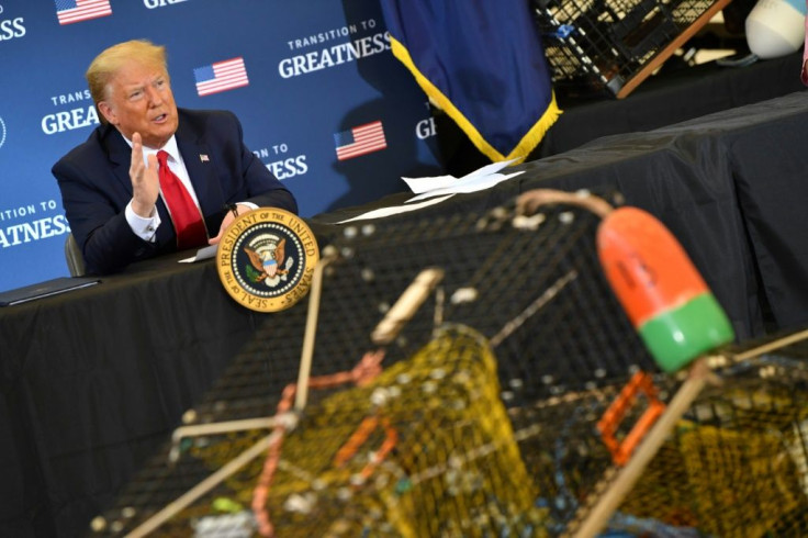 US President Donald Trump meets with fishing industry leaders in Bangor, Maine