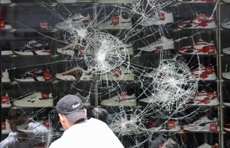 A sportswear shop vandalised early Sunday after hundreds of people ran riot in the south German city of Stuttgart
