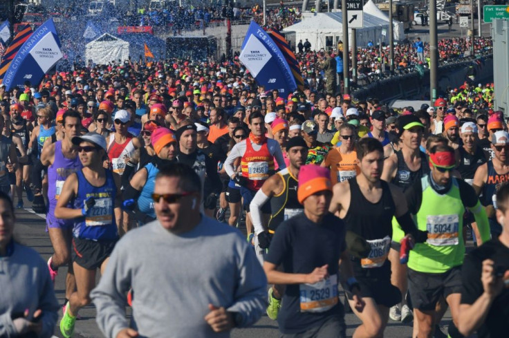 Long-distance runners such as these in the 2019 New York City Marathon will not be able to compete in New York or Berlin this year after both cities announced Wednesday their marathons were canceled for 2020 due to coronavirus pandemic issues