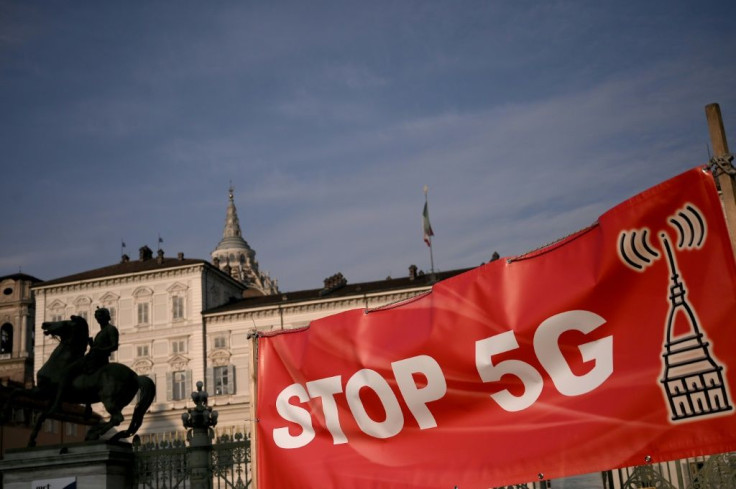Protests against 5G mobile services, like this one in the northern city of Turin in Janaury, are just one of the worries operators are facing as they labour to introduce the technology in Italy