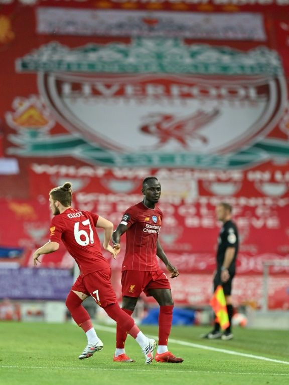 Liverpool in action against Crystal Palace at an empty Anfield