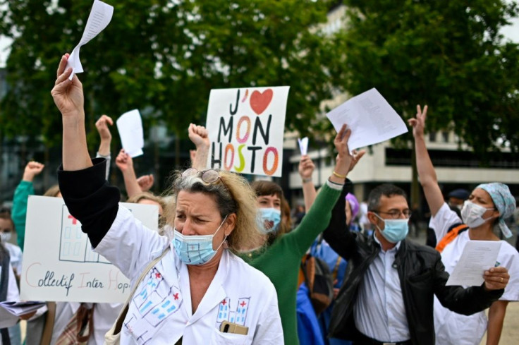 Health workers demonstrating in Rennes, western France, on Tuesday to demand improved working conditions.