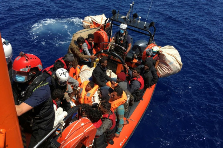 The migrants were rescued by the Ocean Viking near the Italian island of Lampedusa