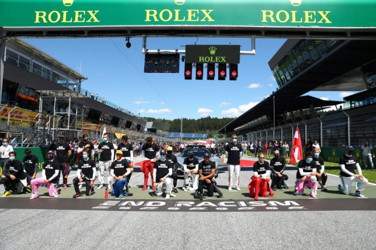 Lewis Hamilton led a majority of the 20 Formula One drivers in taking a knee in a gesture of anti-racism solidarity on the grid before the start of the belated season-opening Austrian Grand Prix on Sunday
