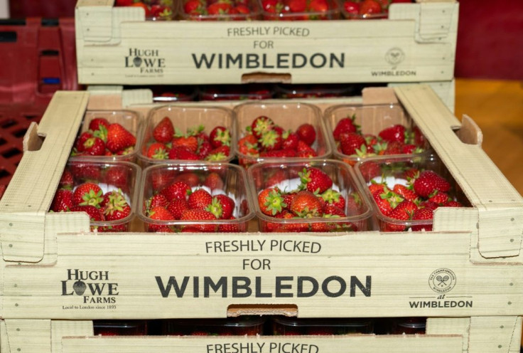 Strawberries from Wimbledon supplier Hugh Lowe Farms are delivered to the All England Club