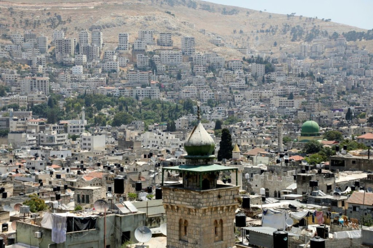 The minaret of the Al-Khadra mosque in the old quarter of the West Bank town of Nablus
