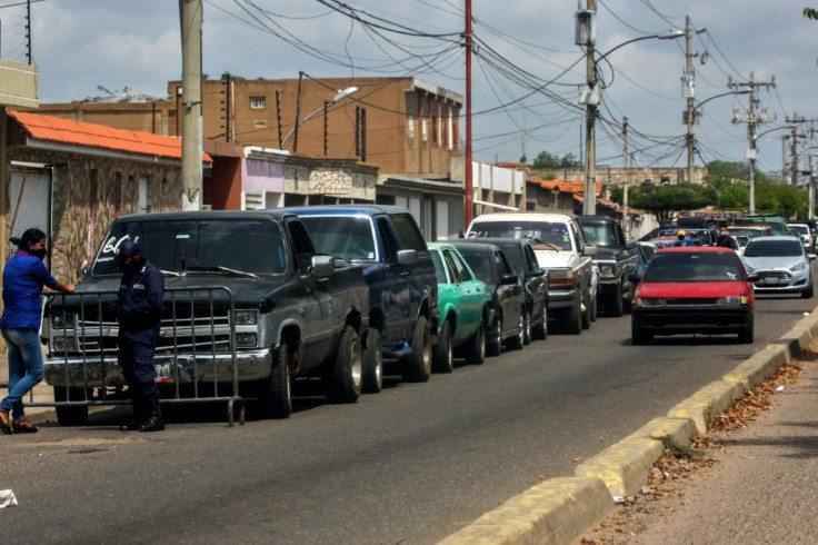 Drivers queue at a gas station in Maracaibo, Venezuela, amid the coronavirus epidemic in July 2020