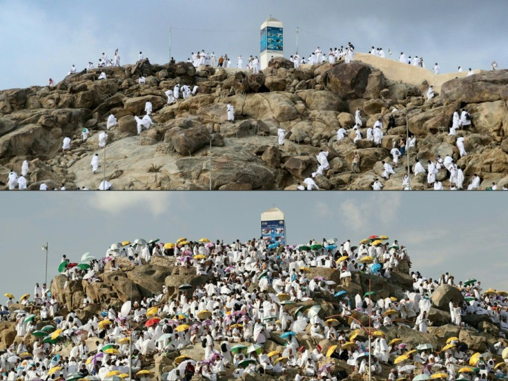 Restrictions imposed by the Saudi authorities to avoid a coronavirus outbreak saw a trickle of pilgrims on Mount Arafat compared with the sea of faithful last year