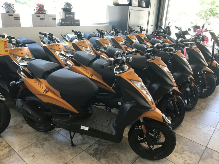 Scooters are seen in the Unik Moto shop on July 30, 2020 in Long Island City