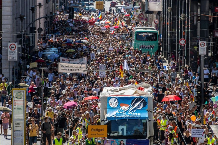 Despite the resurgence in cases, Europe has seen demonstrations against coronavirus curbs.