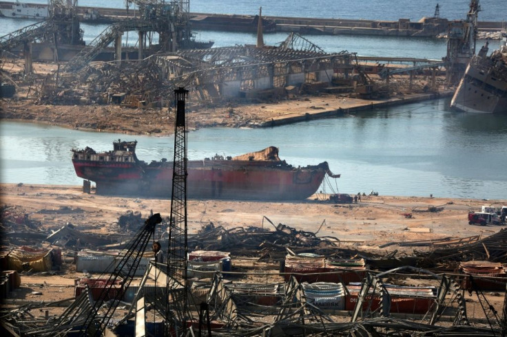 The devastation in the normally bustling port is almost total