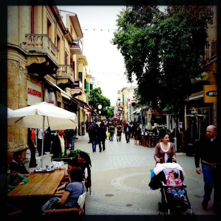 Busy pedestrian Ledra Street in the Cypriot capital Nicosia that was known as "Murder Mile" during the 1955-1959 Greek Cypriot armed struggle against British rule