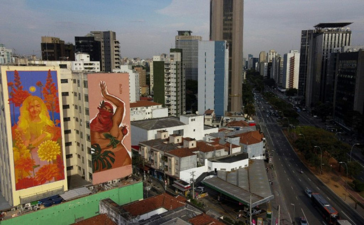 The work is part of the NaLata urban art festival, an event that had to be mostly canceled because of the coronavirus pandemic -- except for the murals