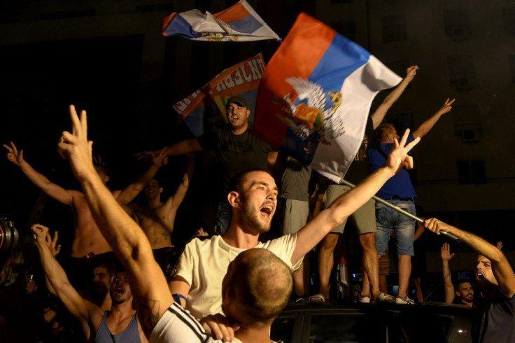 Opposition supporters celebrated on the streets in Podgorica after the election