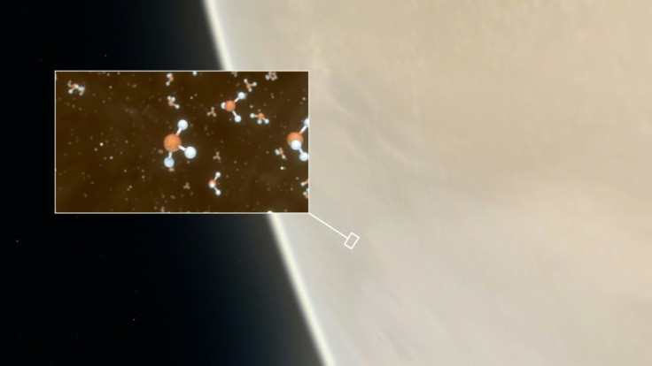 This image from the European Southern Observatory shows an artistic impression of Venus, where scientists have confirmed the detection of phosphine molecules, a representation of which is shown in the inset.