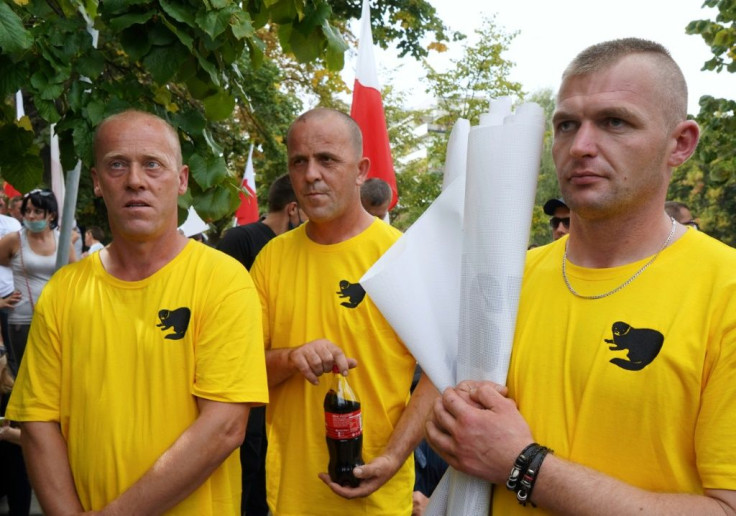 The protesting farmers chanted 'Kaczynski, traitor of the countryside!' outside the ruling party's headquarters