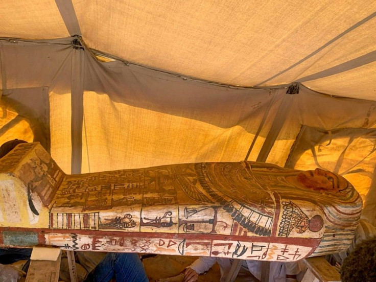 Archaeologists in Egypt found 14 coffins that had lain buried for 2,500 years, following 13 found last week, all at the desert necropolis of Saqqara