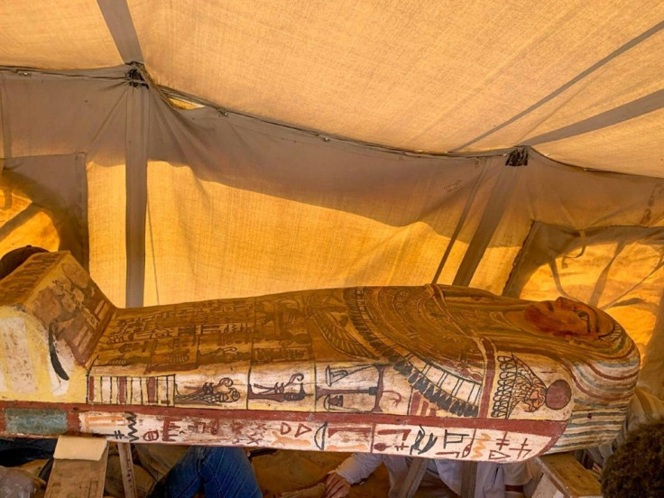 Archaeologists in Egypt found 14 coffins that had lain buried for 2,500 years, following 13 found last week, all at the desert necropolis of Saqqara