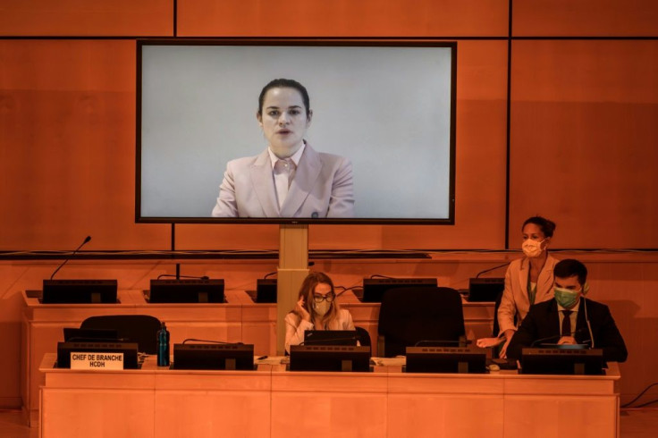Tikhanovskaya made a video appearance at the UN Human Rights Council in Geneva on Friday