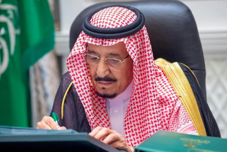 Saudi King Salman, seen here chairing a meeting in July 2020, has criticized Iran before the United Nations