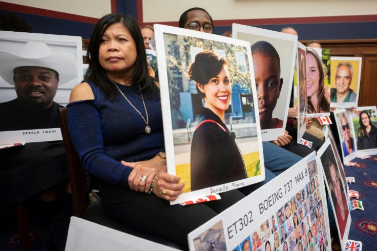 Pictures of the victims of Boeing 737 MAX accidents were on display as FAA Stephen Dickson testified in Congress in December 2019