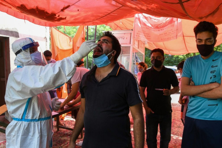 A man is tested for coronavirus in Ghaziabad, India