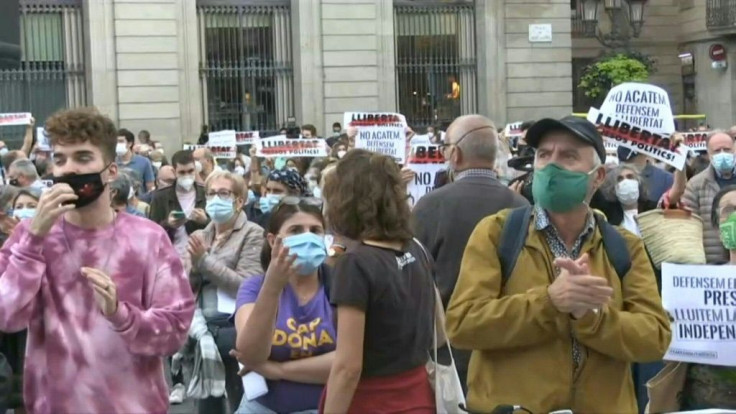 Demonstration in Barcelona after top Spain court upholds Catalan president's disqualification