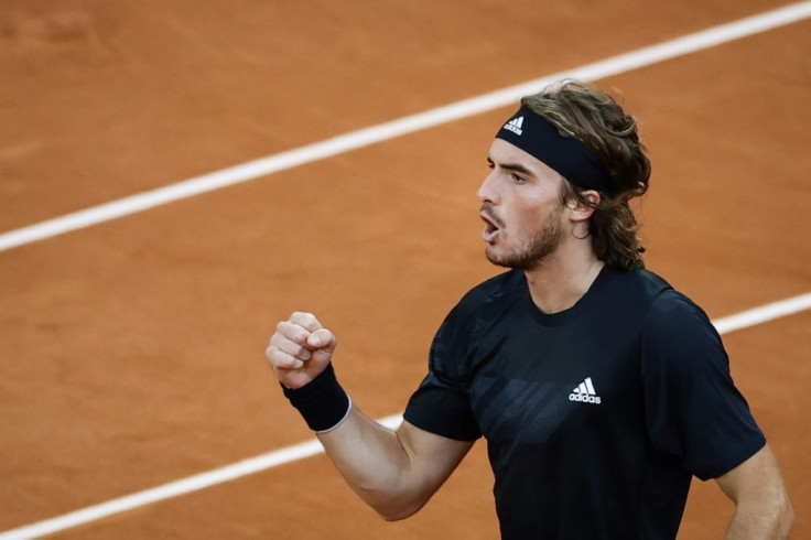 Moving on: Greece's Stefanos Tsitsipas celebrates