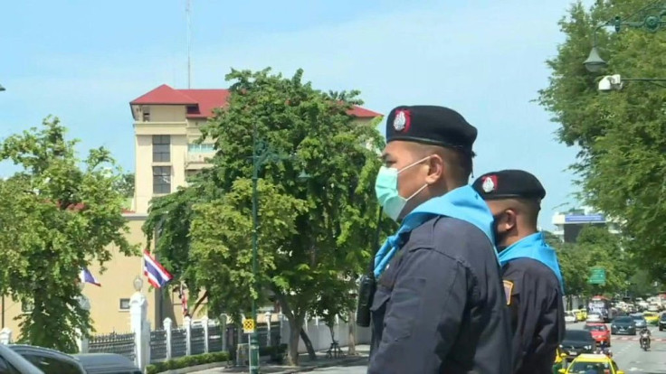 Images outside Government House in Bangkok. The Thai government declared a state of emergency banning gatherings of more than four people and outlawing online posts deemed a threat to national security on Thursday in a move to end simmering pro-democracy 