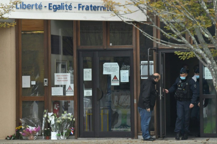 The middle school where the teacher worked in Conflans-Saint-Honorine, a usually quiet northwestern suburb 30 kilometres from central Paris