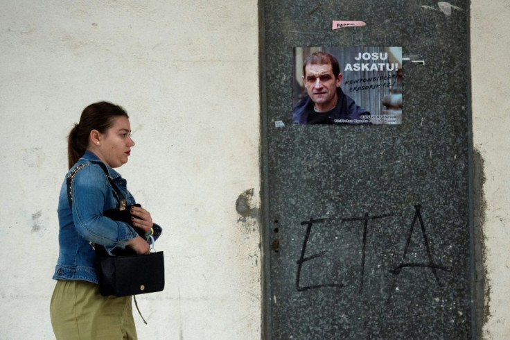 A poster calling for the release of Josu Ternera, one of the most influential leaders of former Basque separatist group ETA, in the Spanish village of Miraballes