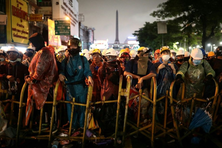 Victory Monument, one of Bangkok's busiest thoroughfares, was blocked off by protesters