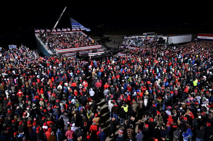 An attentive crowd as Donald Trump speaks during a rally in Janesville, Wisconsin