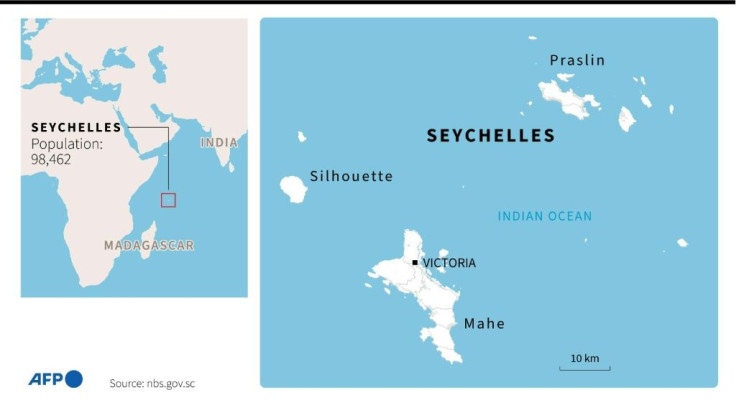Map of the Seychelles, population around 98,000