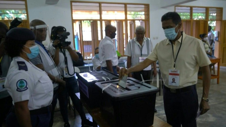 President Danny Faure is the first one to vote as Seychelles polling stations open Saturday
