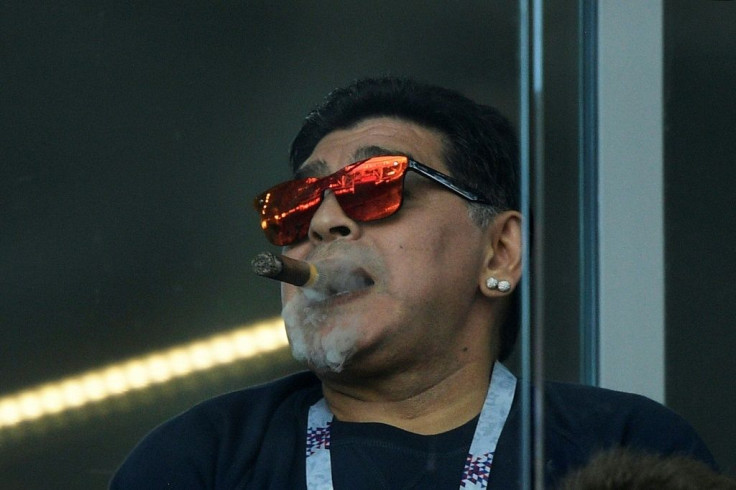 Argentina football great Diego Maradona, pictured at the 2018 World Cup in Russia, has always lived a life of excess