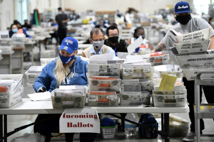 Mail-in ballots for the US presidential election being sorted in Pomona, California