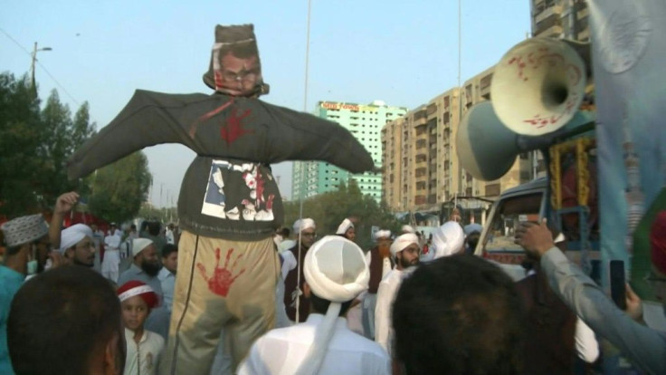 Around 10,000 people marched through Karachi, Pakistan's biggest city, after Friday prayers in what was organised as a procession to mark the Prophet's birthday, but which was charged with anti-France anger. French President Emmanuel Macron has vowed to 