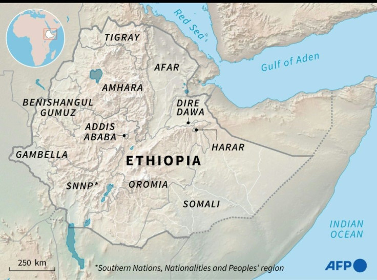 Map of Ethiopia's regions.
