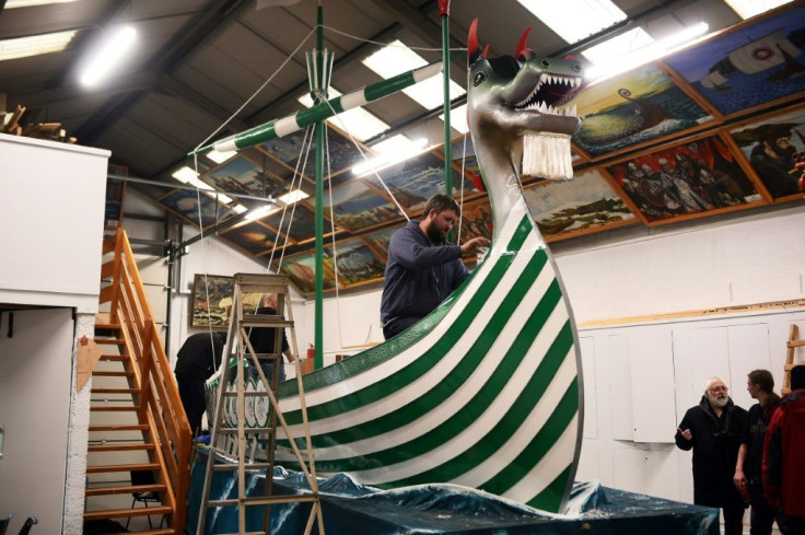 A model Viking longship in the Shetland Islands