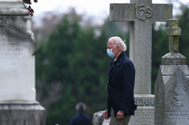 US President-elect Joe Biden, seen after attending Mass in Wilmington, Delaware on November 15, 2020