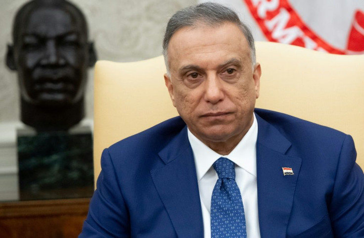 Iraqi Prime Minister Mustafa al-Kadhemi at a meeting with US President Donald Trump in the Oval Office of the White House on August 20