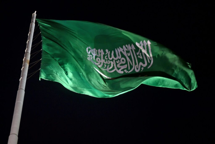 The Saudi national flag flutters ahead of the opening of the G20 summit, this year a downsized virtual forum due to the coronavirus pandemic