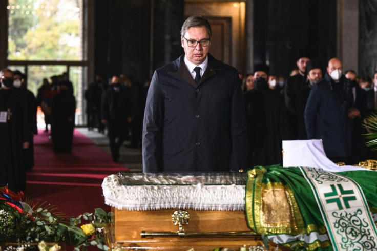 Serbian President Aleksandar Vucic was among those paying his last respects Sunday