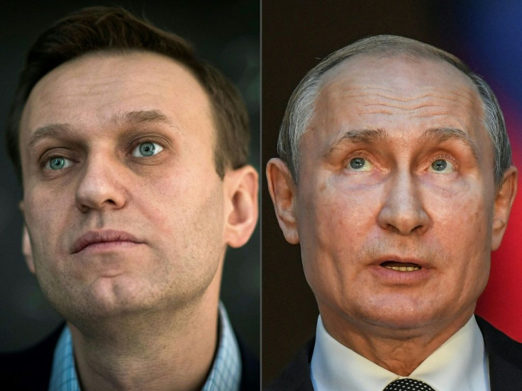 President Vladimir Putin (R) has said that if Russia's special services had wanted to poison Navalny (L) "they would have taken it to the end"